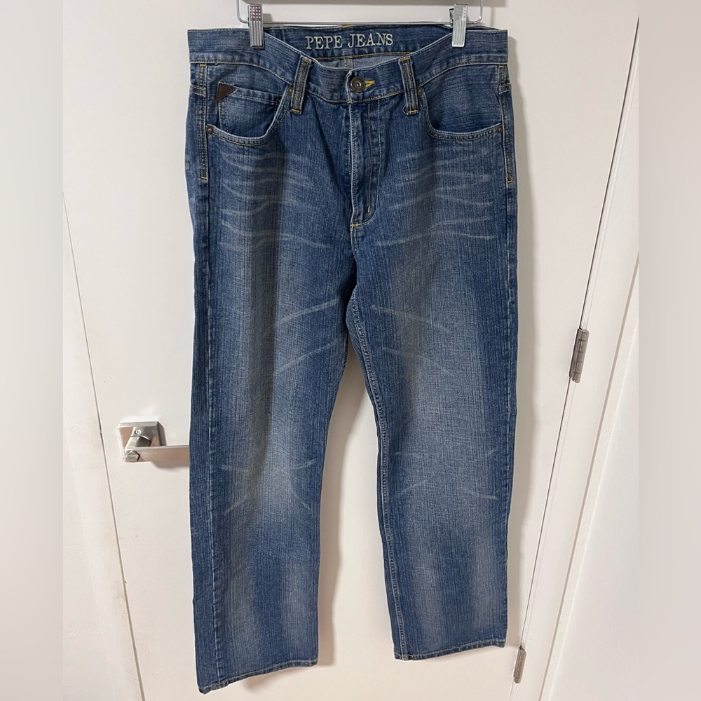 Pepe Jeans Men's Classic Blue Straight-Leg Denim